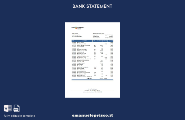 modello Excel di estratto conto bancario Moldova Banca Transilvania in stile ver